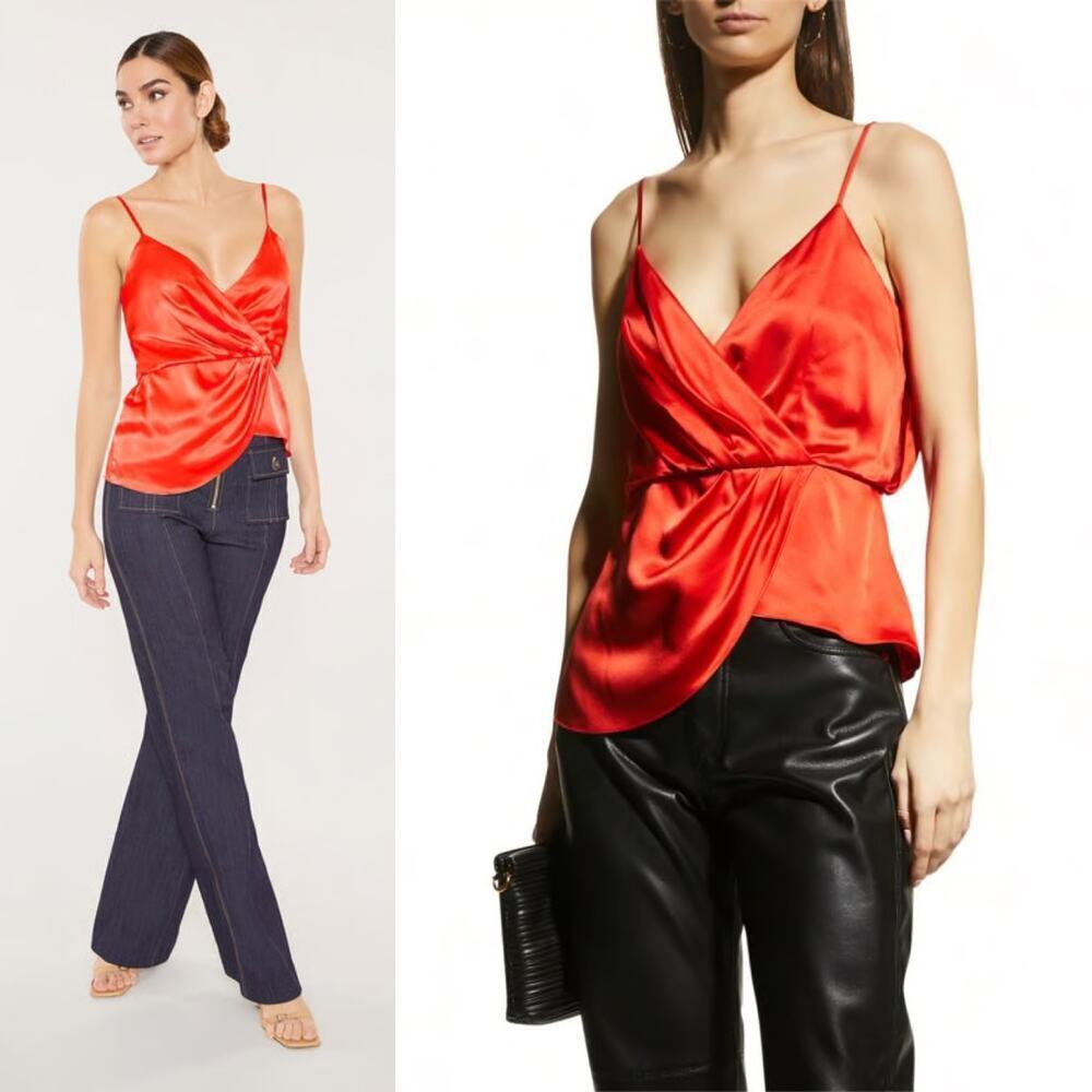 Cinq a Sept Mirin Silk Asymmetrical Camisole Top NWOT Drapey Tank Valentines